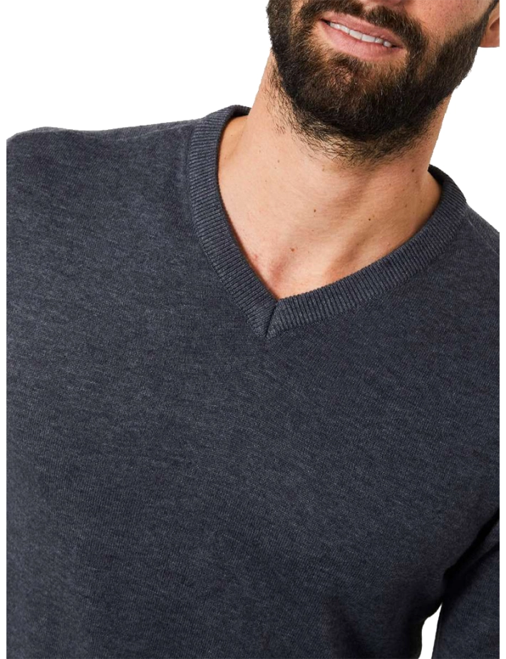 Pull homme à col V Raven Grey - Pétrol Industrie