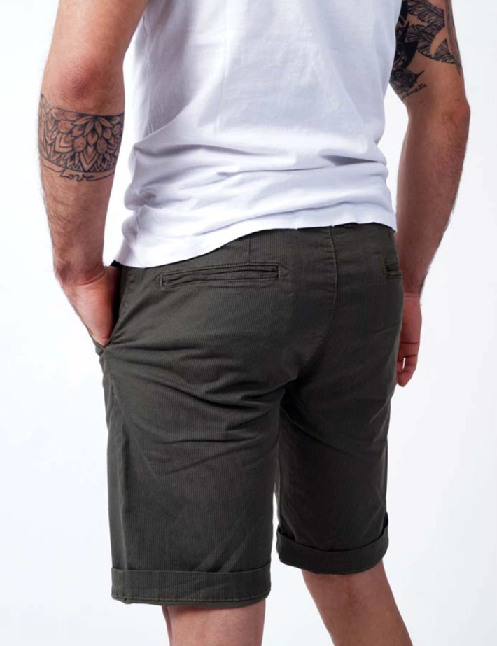 Short Chino Stretch Print Military Green - Recycled Art World