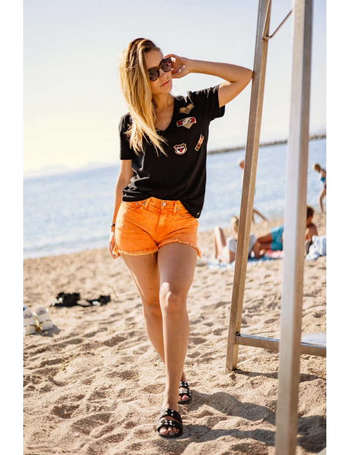 Please - Short Coton Effilé Setting Sun Orange