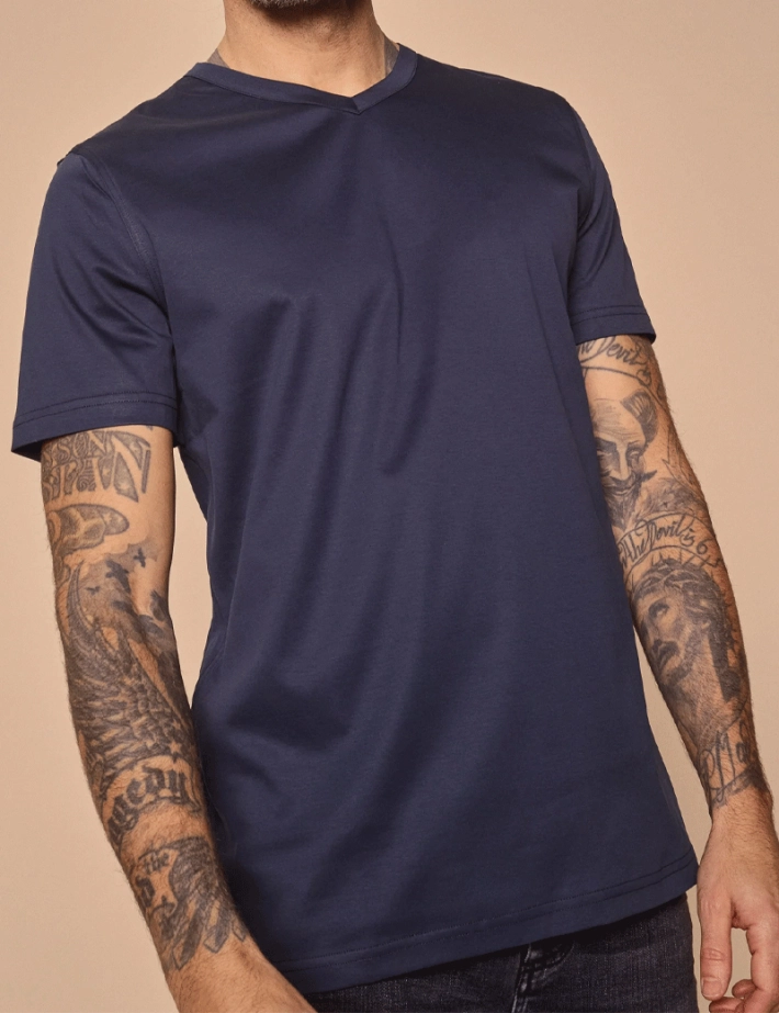 Mos Mosh - T-Shirt Col V Perry Crunch Navy