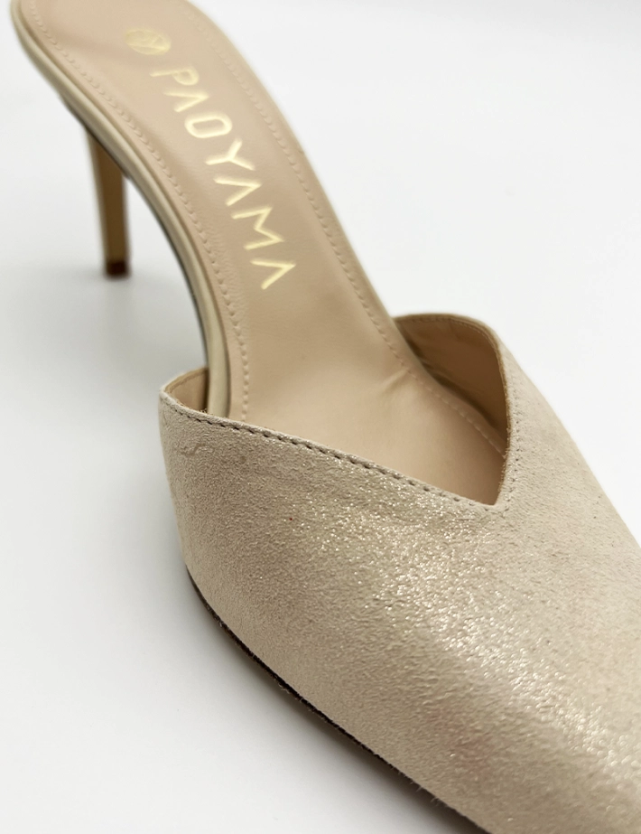 Paoyama - Escarpins 7cm à Bride Beige Irisé