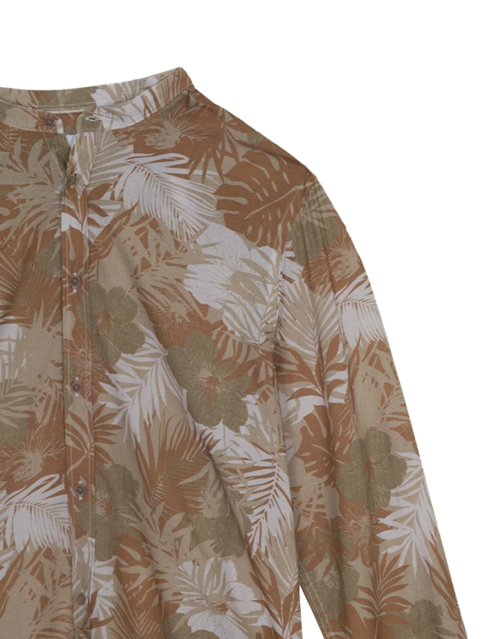 Sseinse - Chemise Homme Manches Longues Imprimé Beige