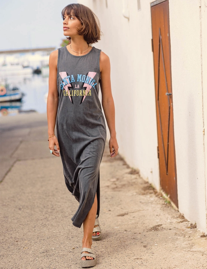 Pieces - Robe Gunnar Gris foncé Logo Santa Monica