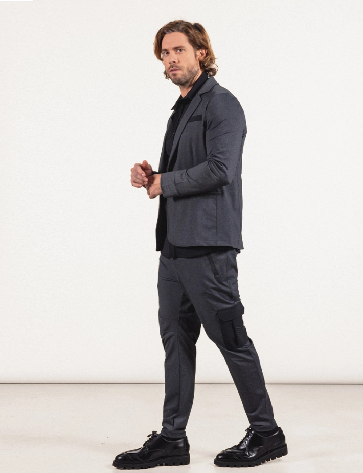 HBT - Basics| Dan Battle Pantalon Homme Gris Chiné