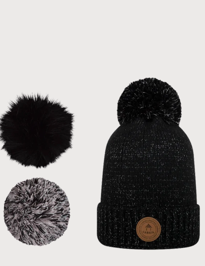 Cabaïa - Bonnet Irish Coffee 3 Pompons Noir