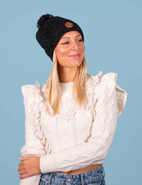 Cabaïa - Bonnet Irish Coffee 3 Pompons Noir