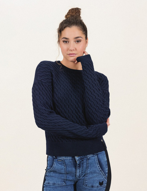 HBT Transversal | Eliott Pull Femme Col Rond Marine - 2