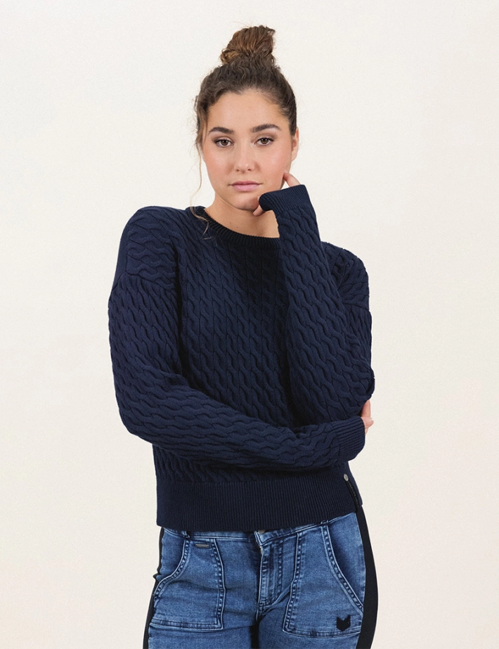 HBT Transversal | Eliott Pull Femme Col Rond Marine - 2