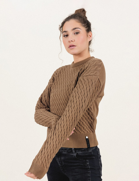 HBT Transversal | Eliott Pull Femme Col Rond Camel - 2