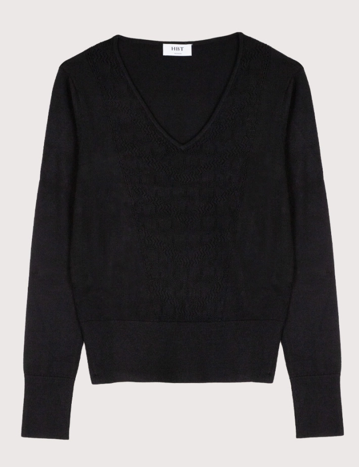 HBT Euphoria | Dorian Pull Jacquard Femme Noir