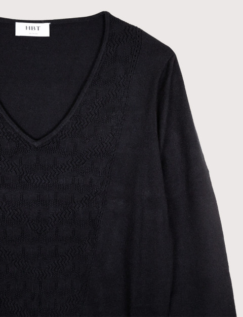HBT Euphoria | Dorian Pull Jacquard Femme Noir - 2