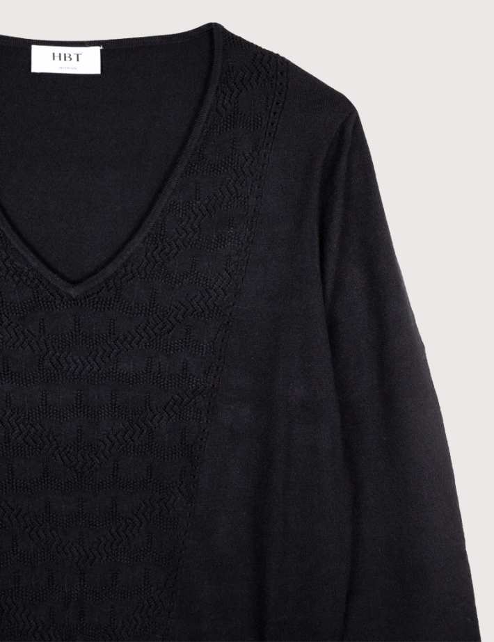 HBT Euphoria | Dorian Pull Jacquard Femme Noir - 2