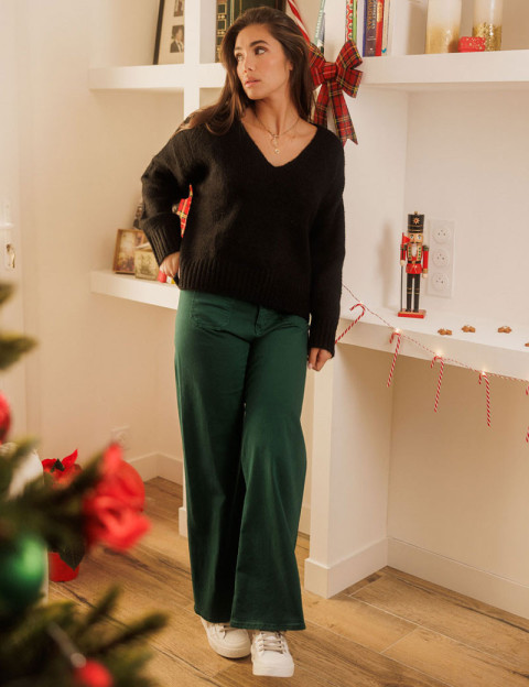 PLEASE Pantalon Pattes d'Eph Vert