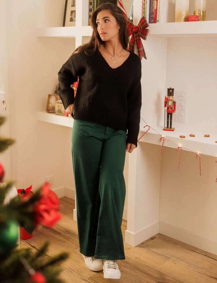 PLEASE Pantalon Pattes d'Eph Vert