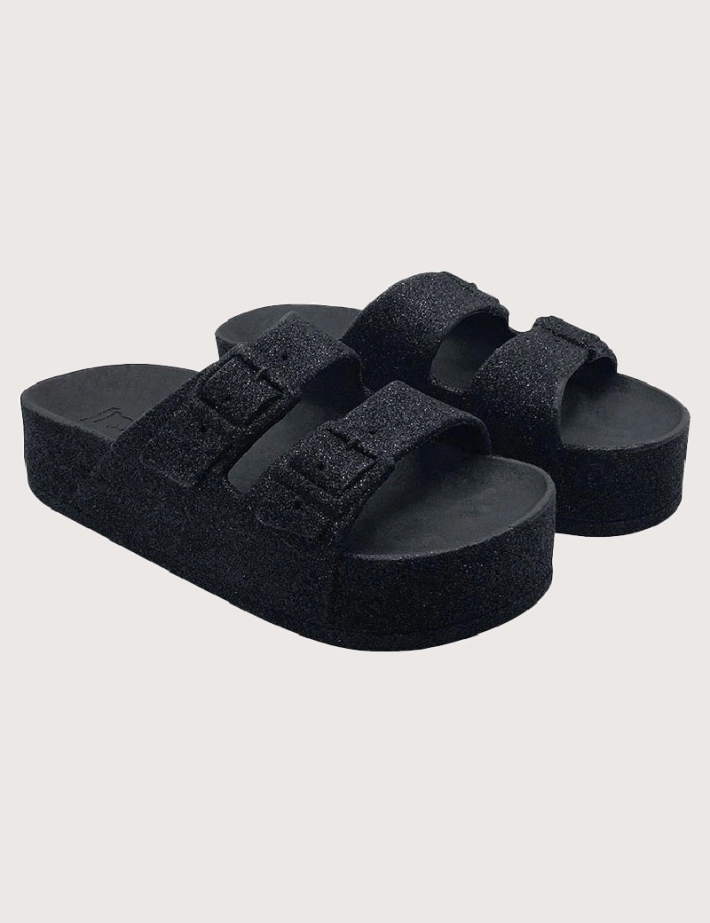 CACATOES Sandales Compensées Femme Caipirinha Glitter Noires - 3