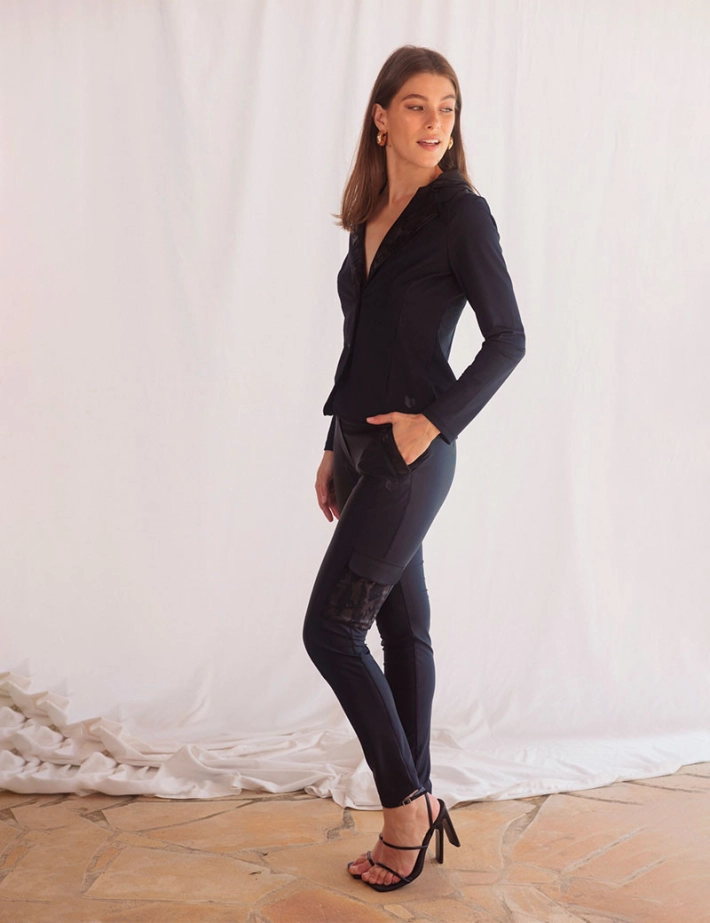 HBT Army Satin | CHRISTINA CARGO Pantalon Noir - 2