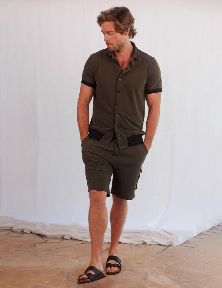 HBT VELVET | CHRIS CARGO SHORT Bermuda  Eponge Kaki - 2