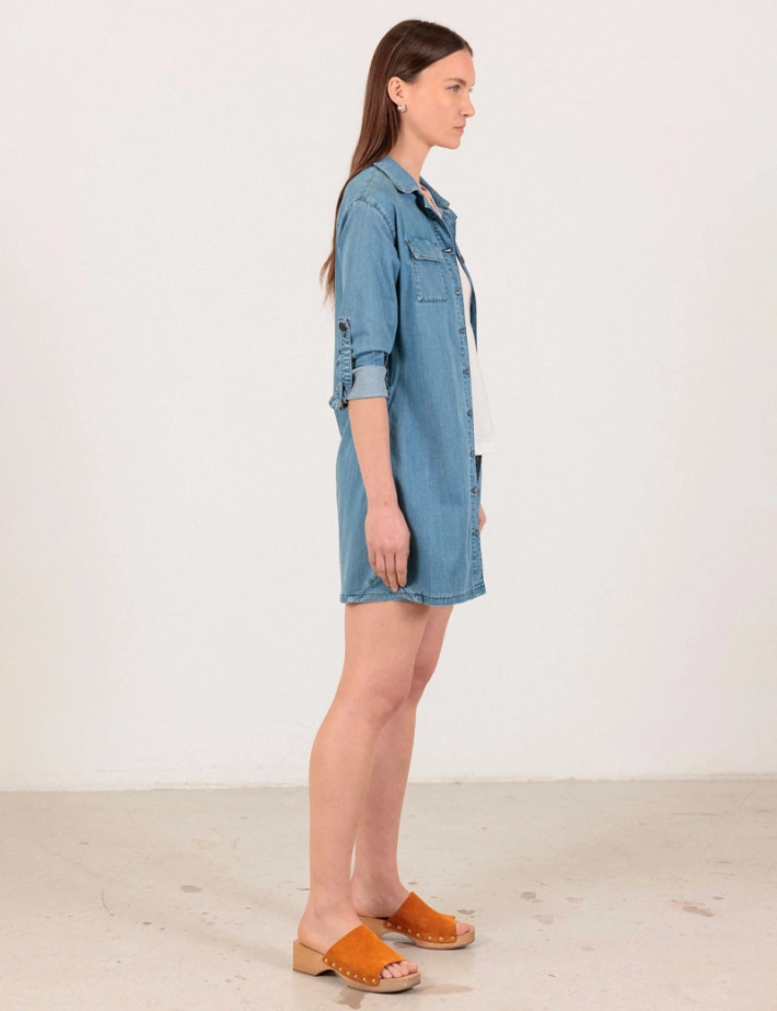 HBT Denim Light | RACHEL Robe Chemise Bleue Femme - 2