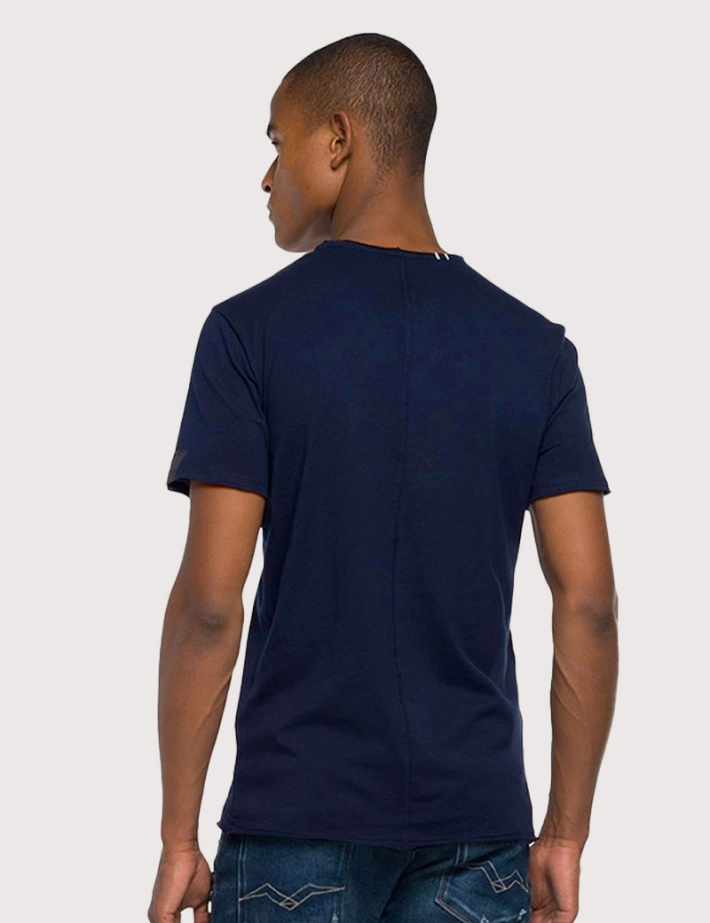 REPLAY T-Shirt Col V Coton Steel Blue - 2