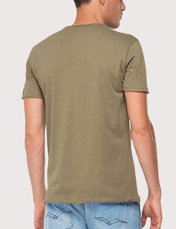 REPLAY T-Shirt Homme Manches Courtes Basique Col Rond Taupe - 2