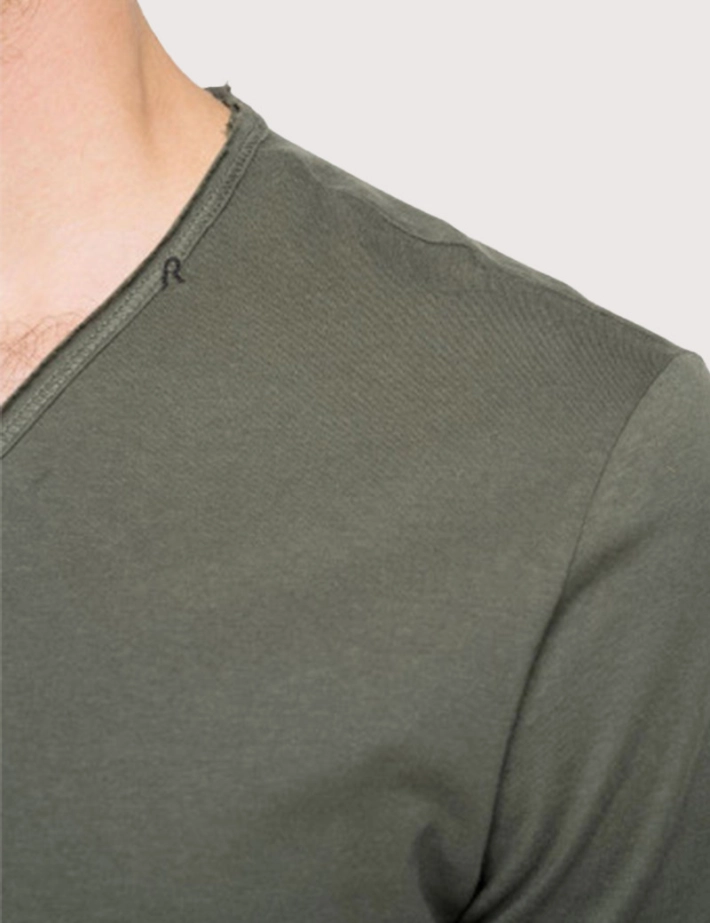 REPLAY T-Shirt Col V Coton Gris - 4