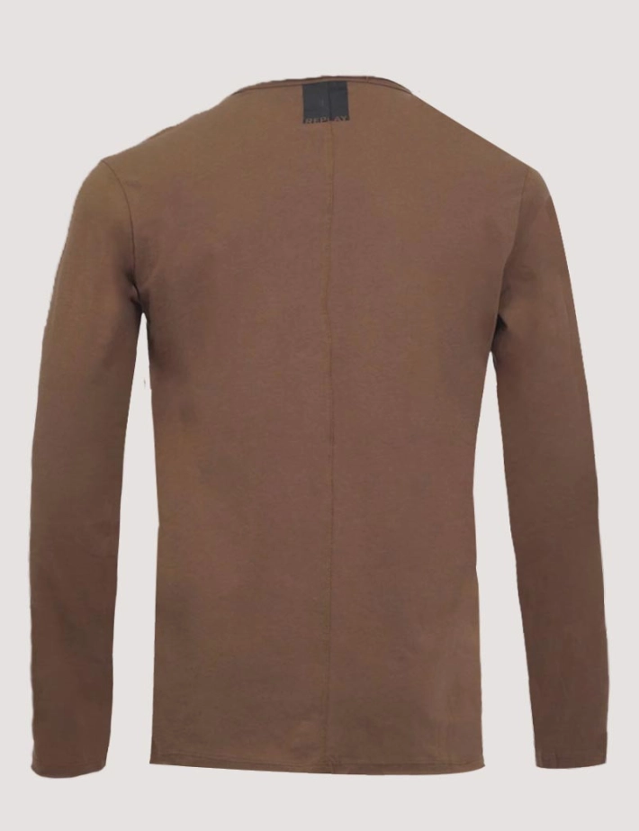 REPLAY T Shirt Homme Manches longues Basic Col Rond Cigar