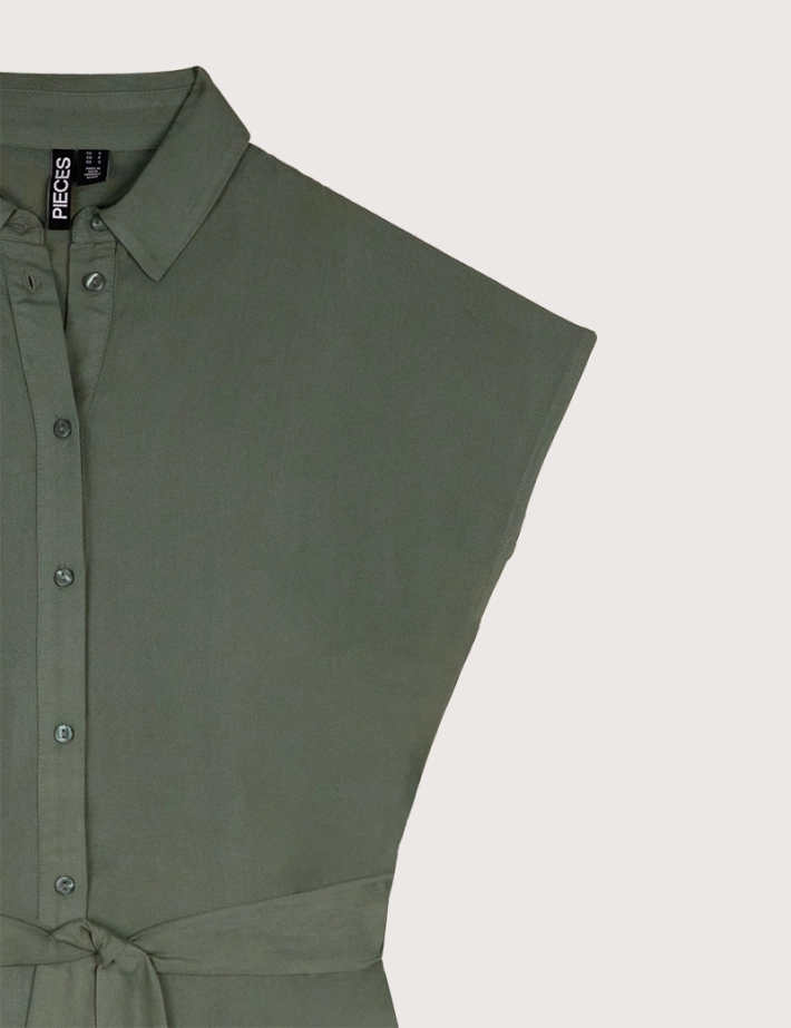 PIECES Robe Chemise Nya Vert - 2