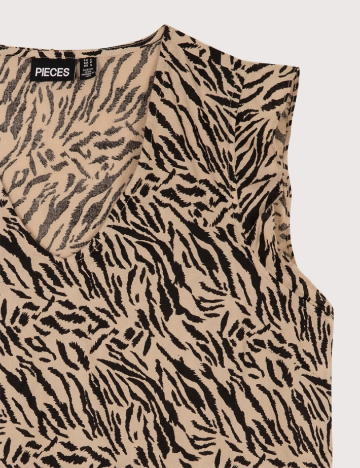PIECES T-shirt Femme Col V Nya Zébré - 2