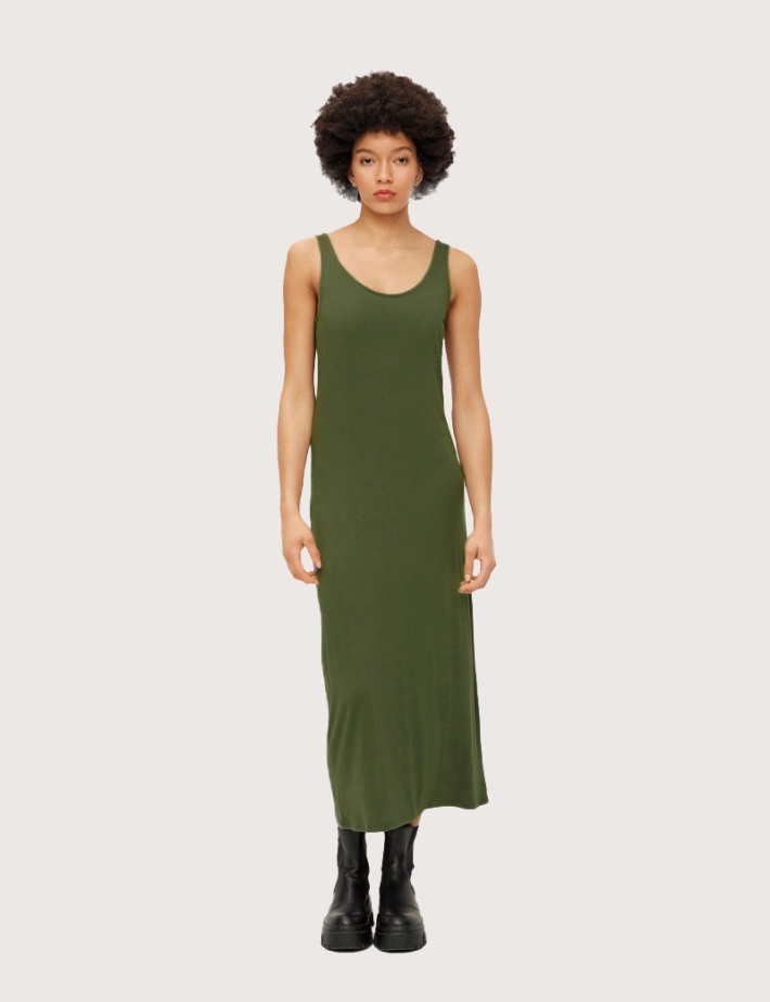 PIECES Robe Longue Sans Manches Kaki - 2