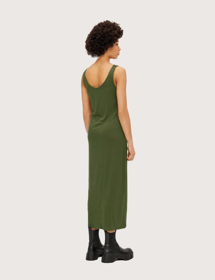 PIECES Robe Longue Sans Manches Kaki - 3