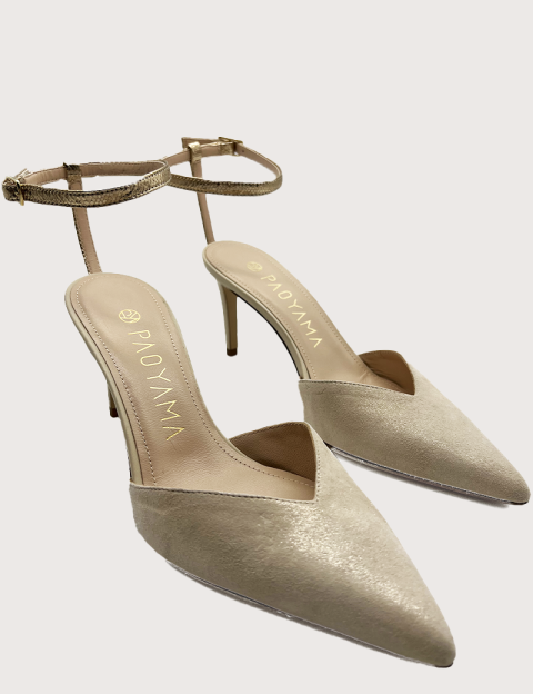 Paoyama Escarpins 7cm à Bride Beige Irisé - 3