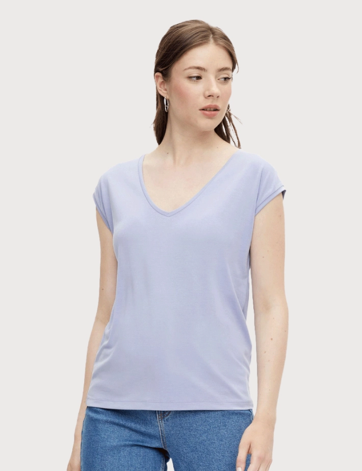 PIECES T-Shirt Basique Kamala Iris Pâle - 2