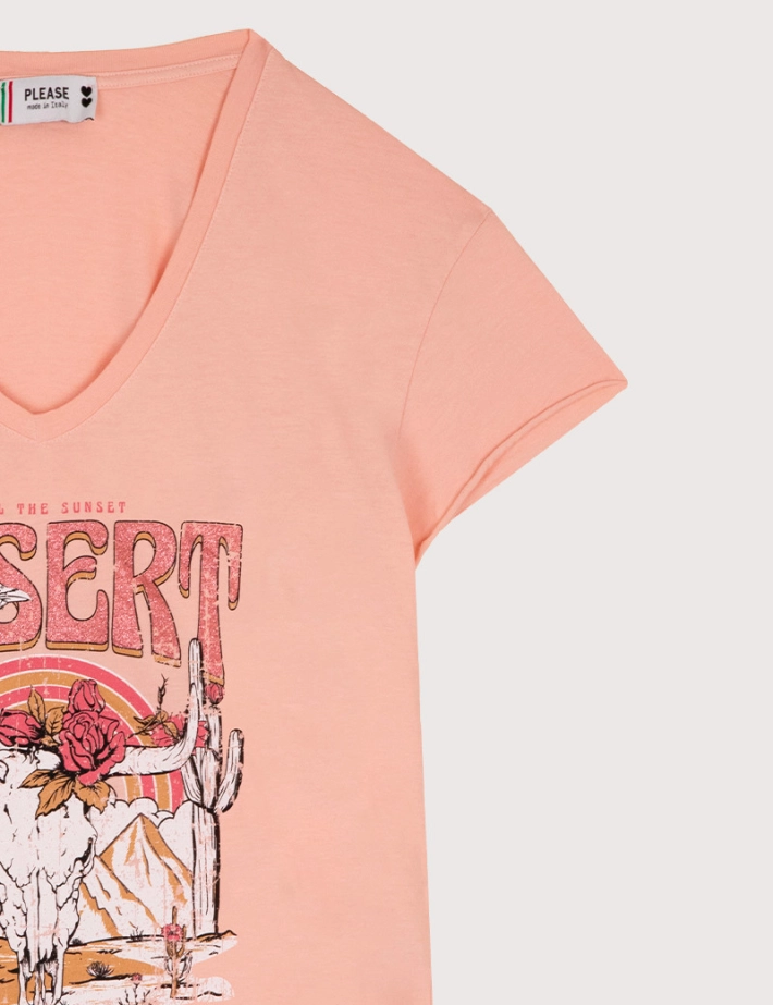 PLEASE T-Shirt Imprimé Pêche - 2