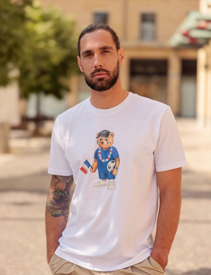 Baron Filou T-Shirt Homme Euro France Blanc - 2