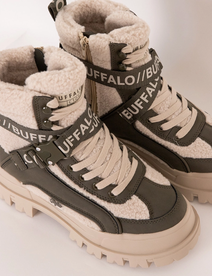 BUFFALO Baskets Compensées Montantes Aspha Com1 Warm Kaki Crème - 4