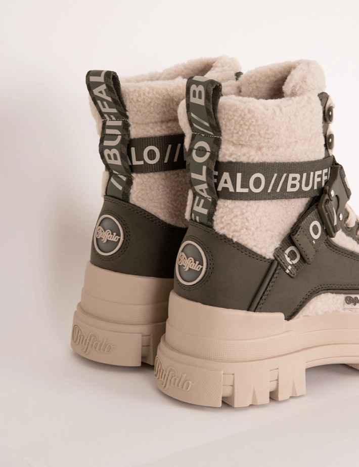 BUFFALO Baskets Compensées Montantes Aspha Com1 Warm Kaki Crème - 5