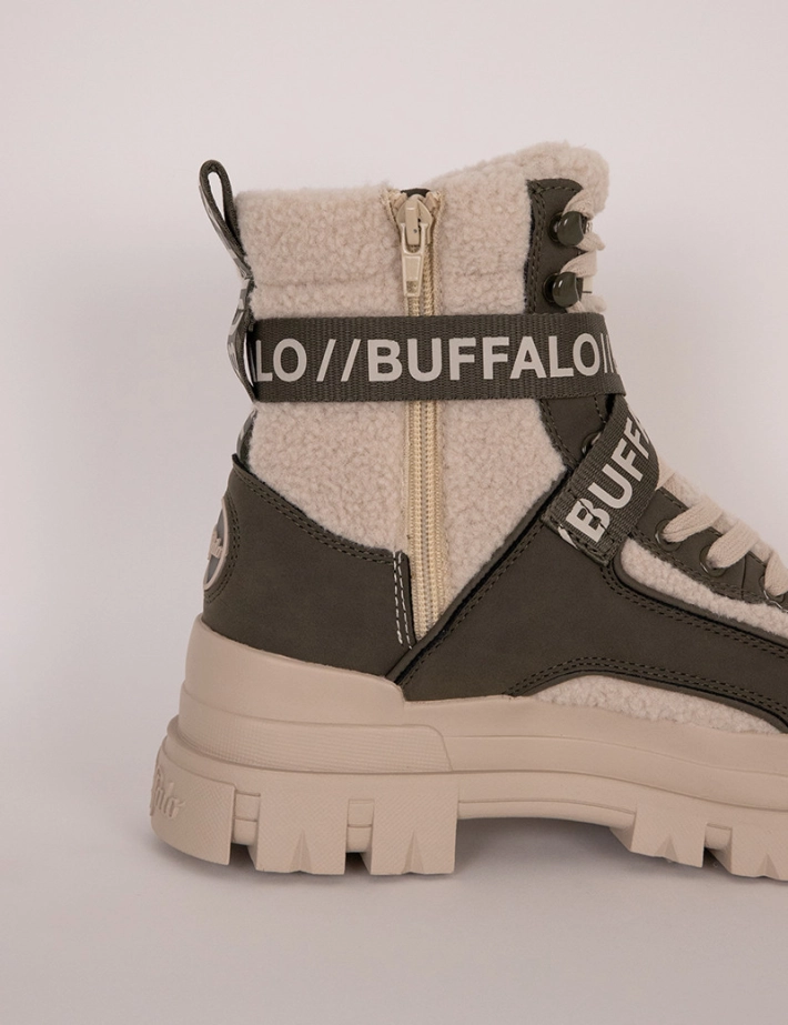 BUFFALO Baskets Compensées Montantes Aspha Com1 Warm Kaki Crème - 7