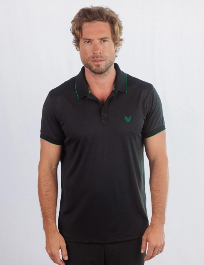HBT PIQUES | ROCK Polo Bicolore Noir Vert - 3