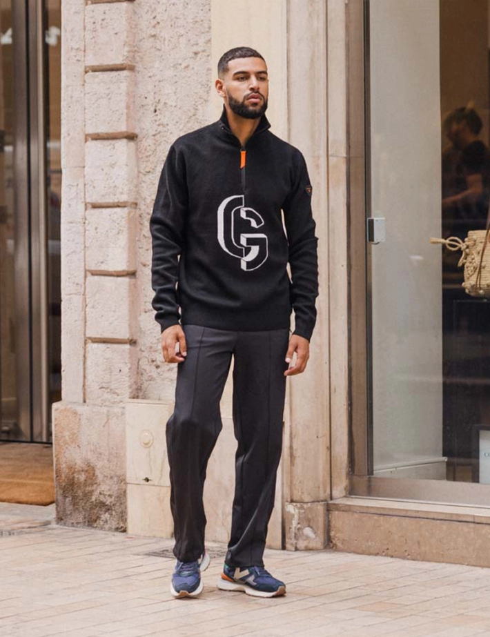 GERTRUDE Pull Homme Lewis Col Camionneur Zip Noir - 2