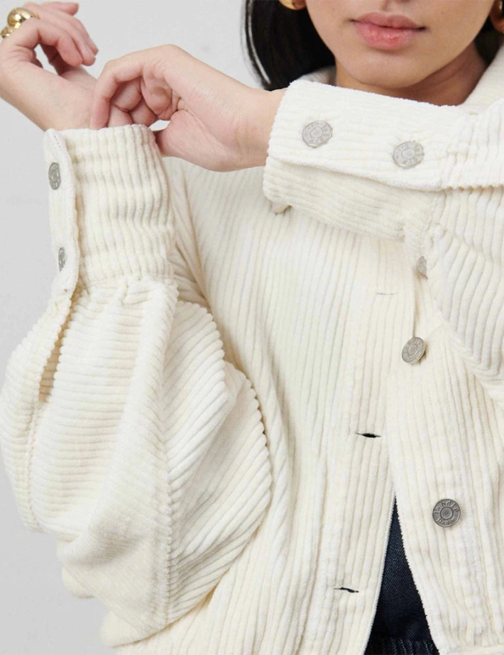 Gilet Femme Bron Velours Cotelé Beige  LAB DIP poignets