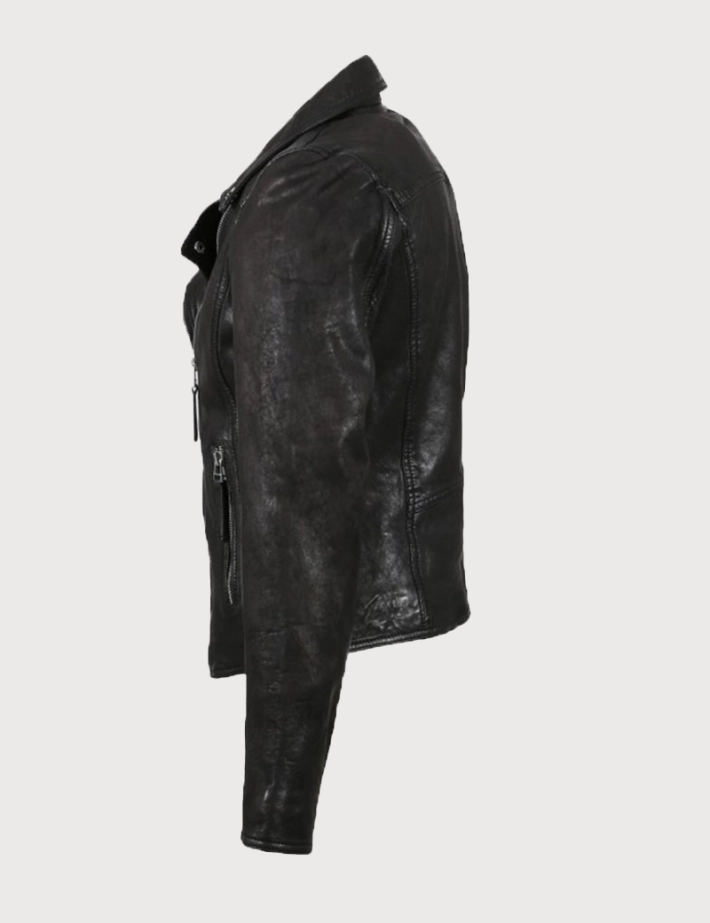Perfecto Cuir Femme Clips Lavé Noir OAKWOOD