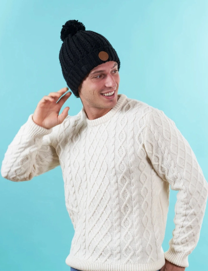 Bonnet Beanie Moscow Mule 3 Pompons Noir CABAIA