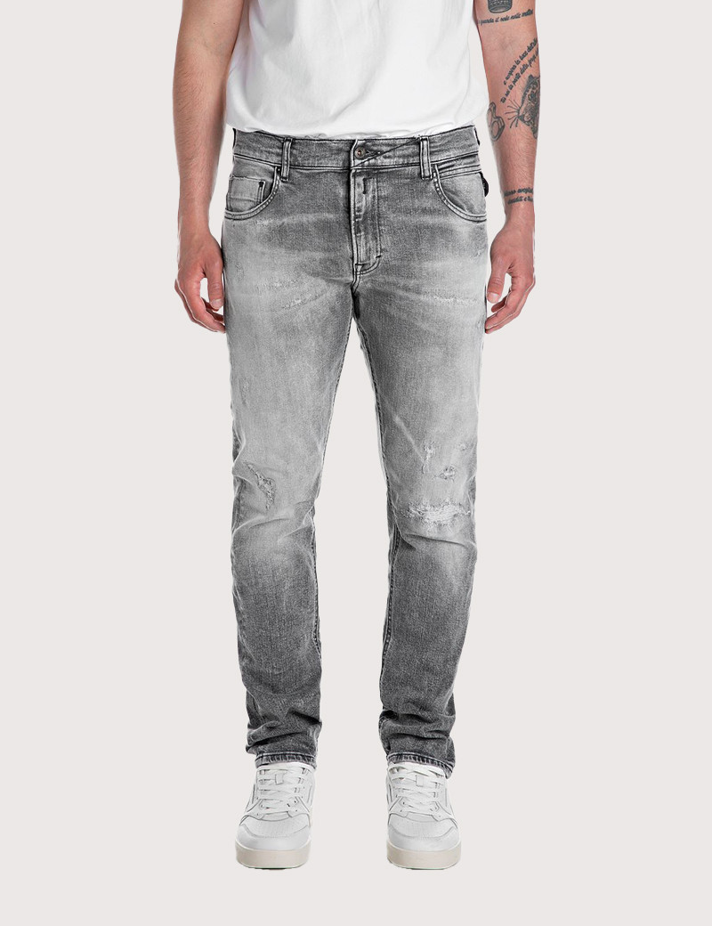 Pantalon Homme Replay Anbass - Taille W30/L34, Slim Gris Côtelé, 98% Coton 2% élasthanne - Neuf Avec étiquettes