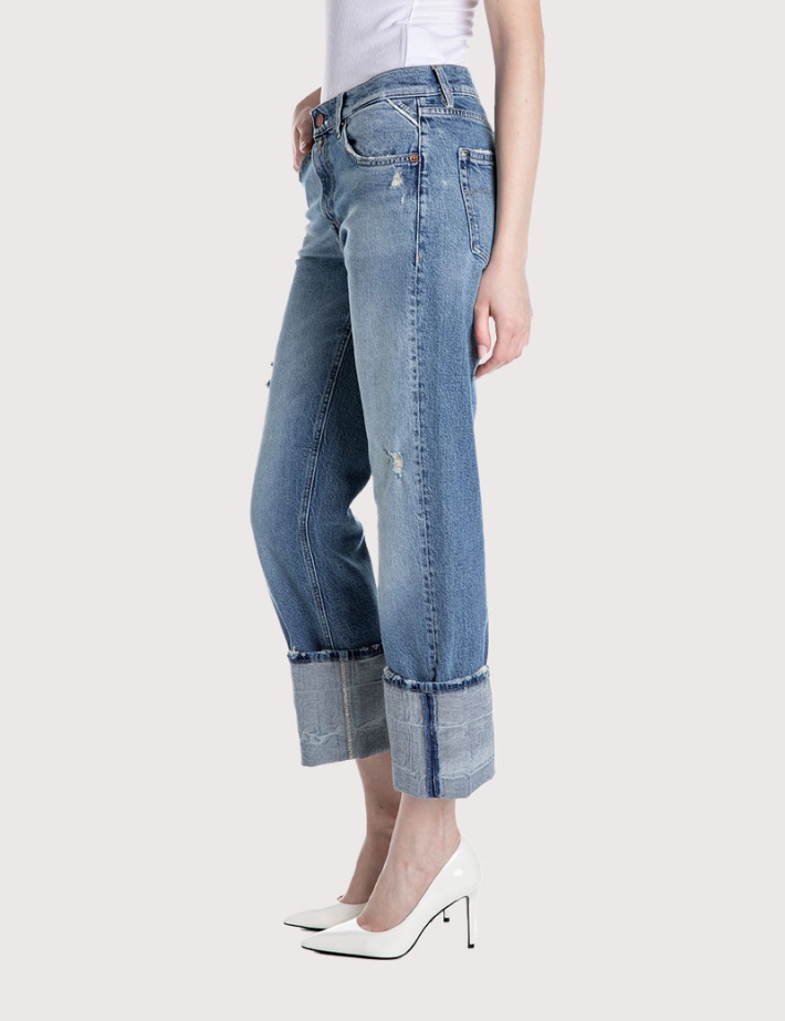 REPLAY Jean Femme Coupe Droite Revers Akeme 885 - 2
