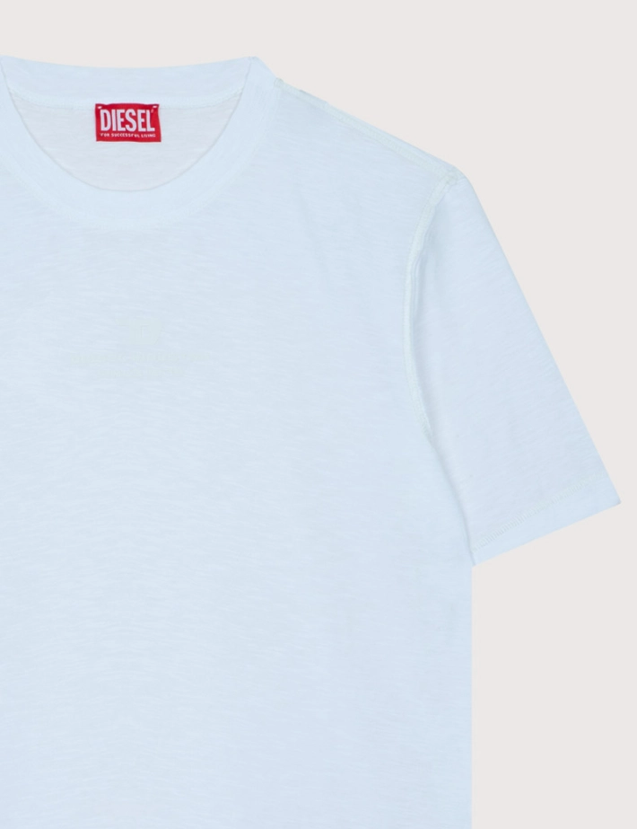 DIESEL T-Shirt Homme Manches Courtes Logo Centre Blanc Adjust R10