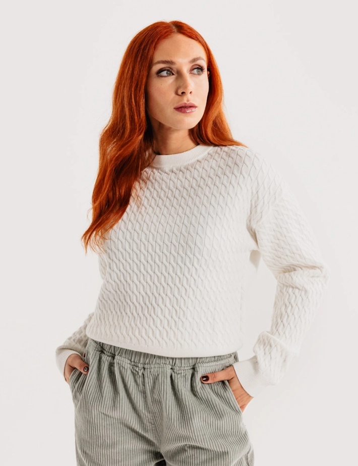 HBT Transversal | Eliott Pull Femme Col Rond Ecru