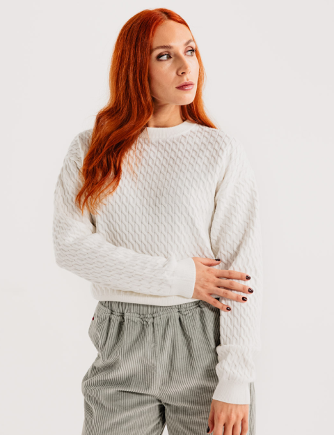 HBT Transversal | Eliott Pull Femme Col Rond Ecru