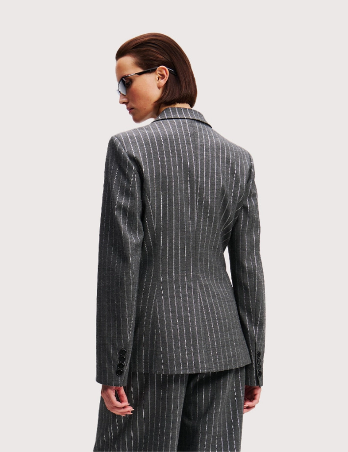 Karl Lagerfeld Blazer Femme Rayé Gris - 3