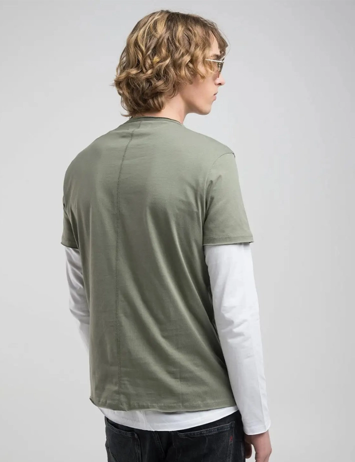 REPLAY T-Shirt Homme Manches Courtes Regular New Kaki