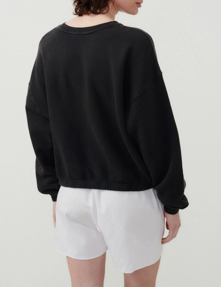 American Vintage Sweat Court Femme Izubird Logo Cœur Noir - 3
